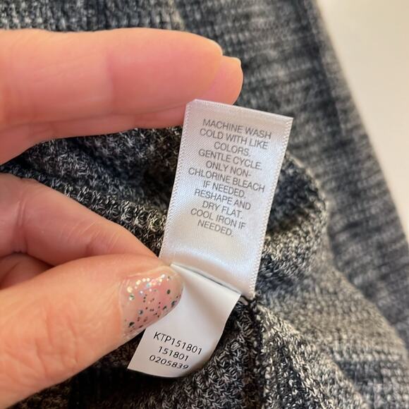 J. Jill Cowl Neck Waffle Knit Long Sleeve Top Size S Gray Tie Ruched Side Hem - Picture 6 of 8